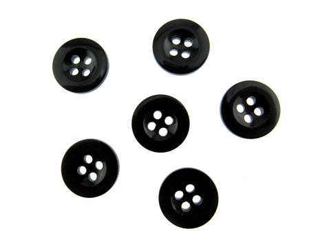 Trouser Buttons Round Black Four Hole Trouser Buttons 18mm (CM101) - ThreadandTrimmings