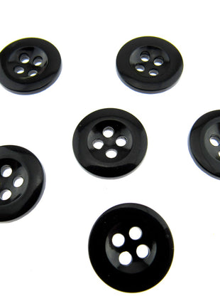 Trouser Buttons Round Black Four Hole Trouser Buttons 18mm (CM101) - ThreadandTrimmings