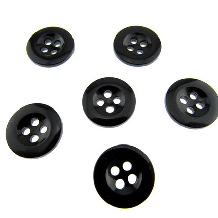 Trouser Buttons Round Black Four Hole Trouser Buttons 18mm (CM101) - ThreadandTrimmings