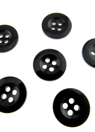 Trouser Buttons Round Black Four Hole Trouser Buttons 18mm (CM101) - ThreadandTrimmings