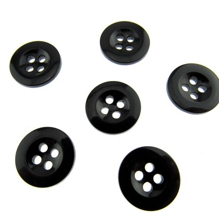Trouser Buttons Round Black Four Hole Trouser Buttons 18mm (CM101) - ThreadandTrimmings
