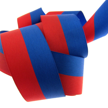 Red & Blue Stripe Ribbon Russian or Haiti Colours - Patriotic Ribbon - ThreadandTrimmings