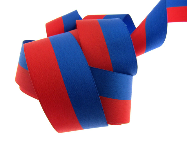 Red & Blue Stripe Ribbon Russian or Haiti Colours - Patriotic Ribbon - ThreadandTrimmings