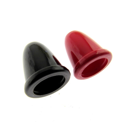 Cord lock liberty bell ends in red and black on a white background