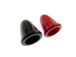 Cord lock liberty bell ends in red and black on a white background