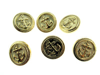 Anchor Buttons - Flat Plastic Profile with Shank- 3 Sizes - Gold or Silver - CX4