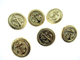 Anchor Buttons - Flat Plastic Profile with Shank- 3 Sizes - Gold or Silver - CX4