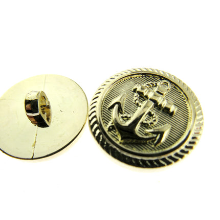 Round Anchor Buttons Flat Plastic Profile with Shank 3 Sizes Gold/Silver CX4 - ThreadandTrimmings