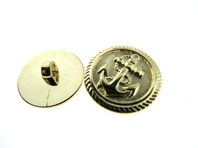 Round Anchor Buttons Flat Plastic Profile with Shank 3 Sizes Gold/Silver CX4 - ThreadandTrimmings