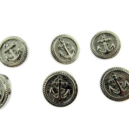 Round Anchor Buttons Flat Plastic Profile with Shank 3 Sizes Gold/Silver CX4 - ThreadandTrimmings