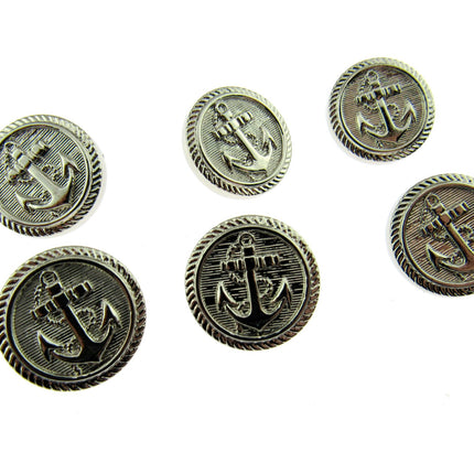 Round Anchor Buttons Flat Plastic Profile with Shank 3 Sizes Gold/Silver CX4 - ThreadandTrimmings