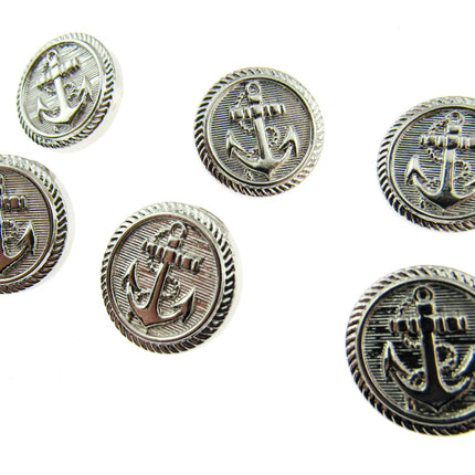 Round Anchor Buttons Flat Plastic Profile with Shank 3 Sizes Gold/Silver CX4 - ThreadandTrimmings
