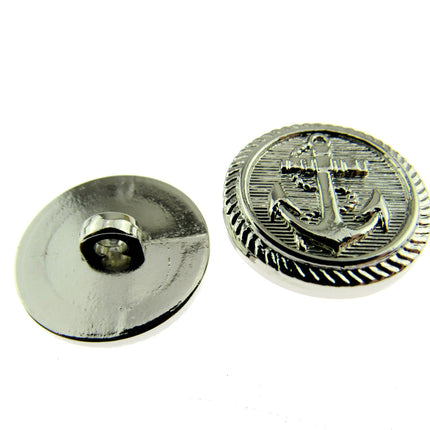 Round Anchor Buttons Flat Plastic Profile with Shank 3 Sizes Gold/Silver CX4 - ThreadandTrimmings