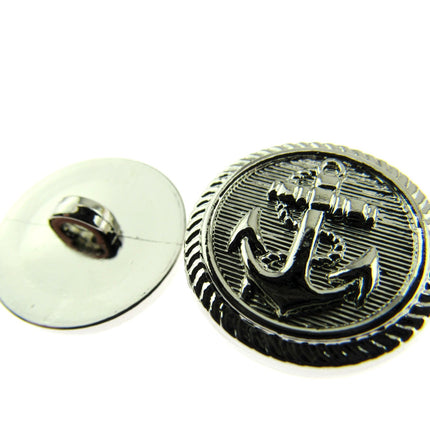 Round Anchor Buttons Flat Plastic Profile with Shank 3 Sizes Gold/Silver CX4 - ThreadandTrimmings