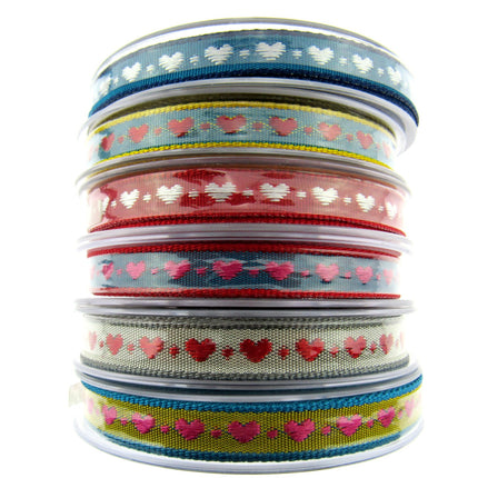 Heart Ribbon by Berisfords 10mm Wide Woven Braided Ribbon - 3 Meter Length - ThreadandTrimmings