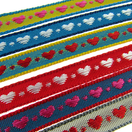 Heart Ribbon by Berisfords 10mm Wide Woven Braided Ribbon - 3 Meter Length - ThreadandTrimmings