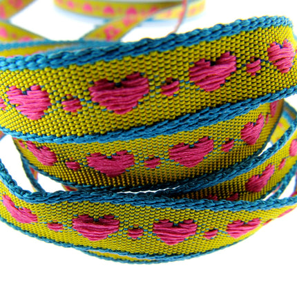Heart Ribbon by Berisfords 10mm Wide Woven Braided Ribbon - 3 Meter Length - ThreadandTrimmings