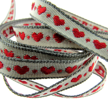 Heart Ribbon by Berisfords 10mm Wide Woven Braided Ribbon - 3 Meter Length - ThreadandTrimmings