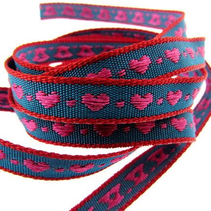 Heart Ribbon by Berisfords 10mm Wide Woven Braided Ribbon - 3 Meter Length - ThreadandTrimmings