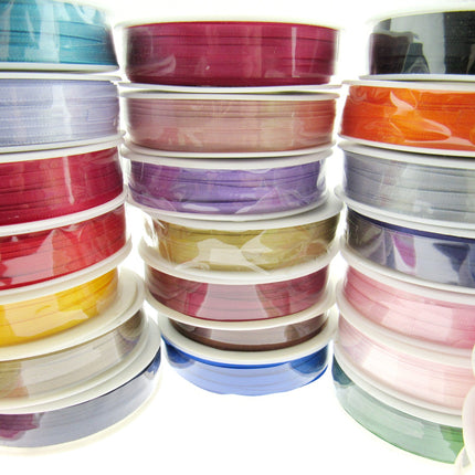 Thin Satin Ribbon 3mm Double Faced Satin Ribbon Woven Edge 50 Meter Roll - ThreadandTrimmings
