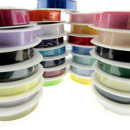 Satin Ribbon Single Sided Woven Edge - 15mm - 20 Meter Roll - ThreadandTrimmings