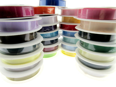 Satin Ribbon Single Sided Woven Edge - 15mm - 20 Meter Roll - ThreadandTrimmings