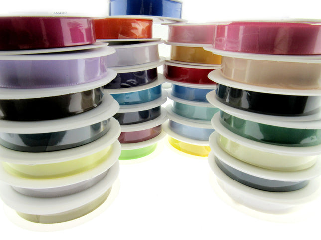 Satin Ribbon Single Sided Woven Edge - 15mm - 20 Meter Roll - ThreadandTrimmings
