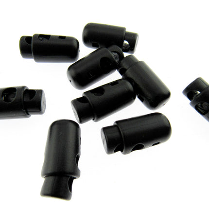 Spring Loaded Torpedo Cord Lock Stoppers Black 25mm x 13mm - 5mm Hole (CE30)