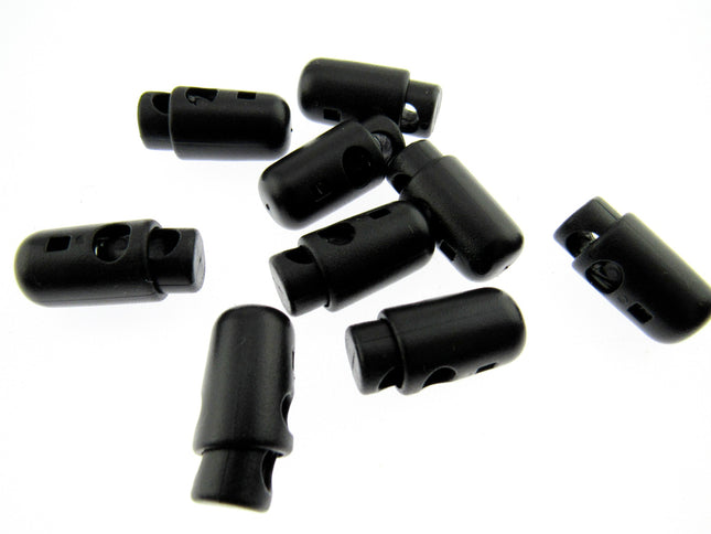 Spring Loaded Torpedo Cord Lock Stoppers Black 25mm x 13mm - 5mm Hole (CE30)