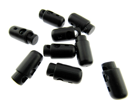 Spring Loaded Torpedo Cord Lock Stoppers Black 25mm x 13mm - 5mm Hole (CE30)