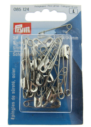 Steel Safety Pins by Prym Assorted Mix (27mm/38mm/50mm) - 24 Piece Card