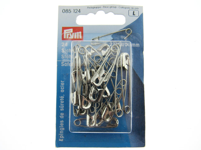 Steel Safety Pins by Prym Assorted Mix (27mm/38mm/50mm) - 24 Piece Card