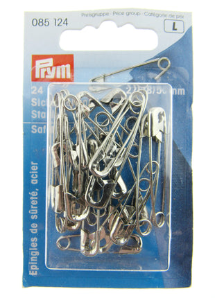 Steel Safety Pins by Prym Assorted Mix (27mm/38mm/50mm) - 24 Piece Card
