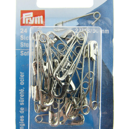 Steel Safety Pins by Prym Assorted Mix (27mm/38mm/50mm) - 24 Piece Card