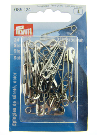 Steel Safety Pins by Prym Assorted Mix (27mm/38mm/50mm) - 24 Piece Card