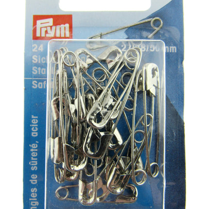 Steel Safety Pins by Prym Assorted Mix (27mm/38mm/50mm) - 24 Piece Card