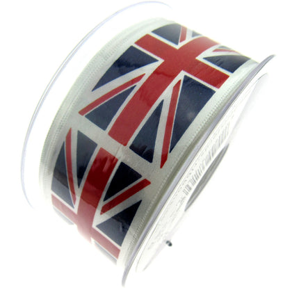 Union Jack Satin Ribbon by Berisford's Choice 25mm/35mm & 3m/5m Length - ThreadandTrimmings