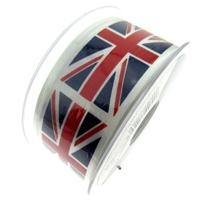 Union Jack Satin Ribbon by Berisford's Choice 25mm/35mm & 3m/5m Length - ThreadandTrimmings