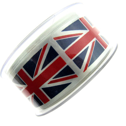 Union Jack Satin Ribbon by Berisford's Choice 25mm/35mm & 3m/5m Length - ThreadandTrimmings