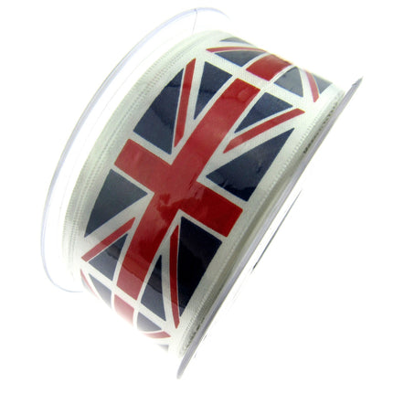 Union Jack Satin Ribbon by Berisford's Choice 25mm/35mm & 3m/5m Length - ThreadandTrimmings