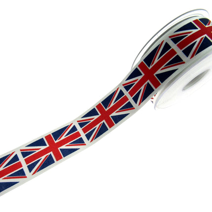 Union Jack Satin Ribbon by Berisford's Choice 25mm/35mm & 3m/5m Length - ThreadandTrimmings