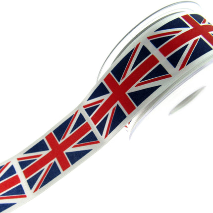 Union Jack Satin Ribbon by Berisford's Choice 25mm/35mm & 3m/5m Length - ThreadandTrimmings