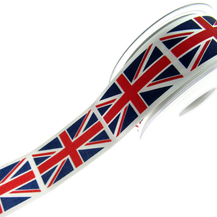 Union Jack Satin Ribbon by Berisford's Choice 25mm/35mm & 3m/5m Length - ThreadandTrimmings