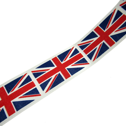 Union Jack Satin Ribbon by Berisford's Choice 25mm/35mm & 3m/5m Length - ThreadandTrimmings