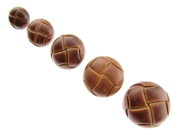 Leather Look Coat Buttons Sprayed Tan Brown Football Shank Buttons 5 Sizes CN70 - ThreadandTrimmings