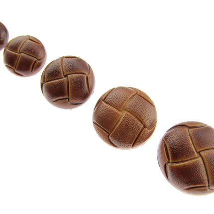 Leather Look Coat Buttons Sprayed Tan Brown Football Shank Buttons 5 Sizes CN70 - ThreadandTrimmings