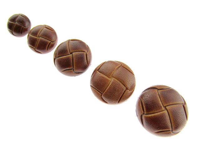 Leather Look Coat Buttons Sprayed Tan Brown Football Shank Buttons 5 Sizes CN70 - ThreadandTrimmings