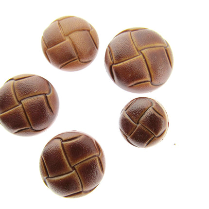 Leather Look Coat Buttons Sprayed Tan Brown Football Shank Buttons 5 Sizes CN70 - ThreadandTrimmings