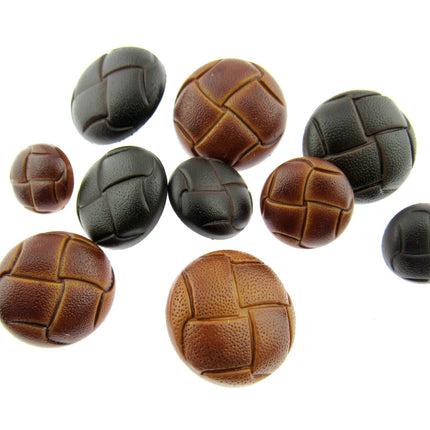 Leather Look Coat Buttons Sprayed Tan Brown Football Shank Buttons 5 Sizes CN70 - ThreadandTrimmings