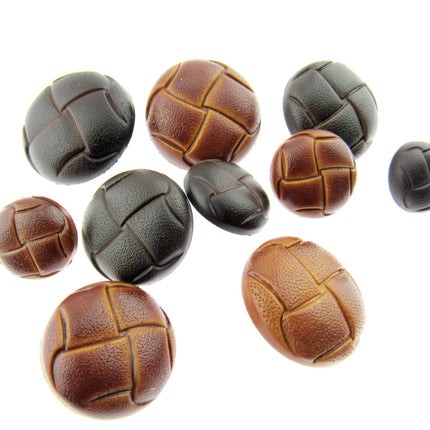 Leather Look Coat Buttons Sprayed Tan Brown Football Shank Buttons 5 Sizes CN70 - ThreadandTrimmings